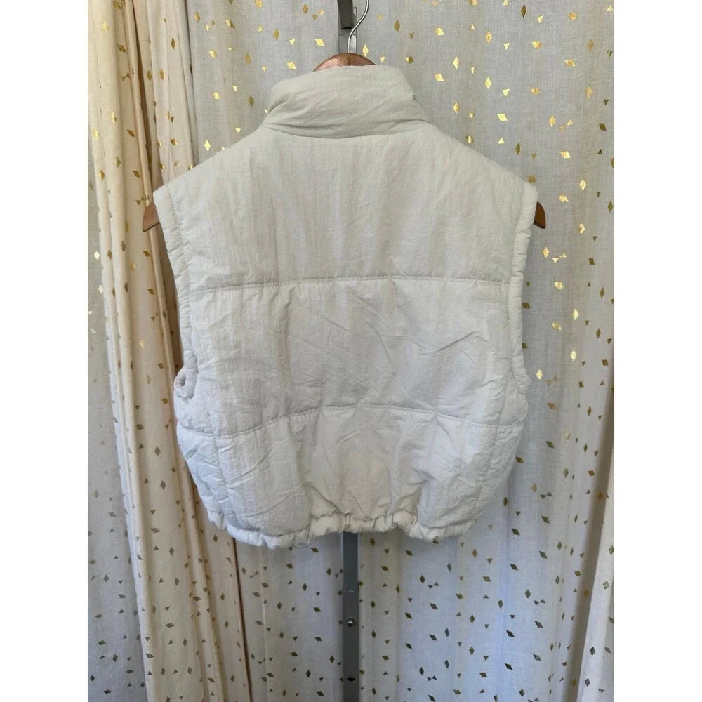 Thread + Supply Women's Modern Age Ivory Cropped Drawcords Puffer Vest S